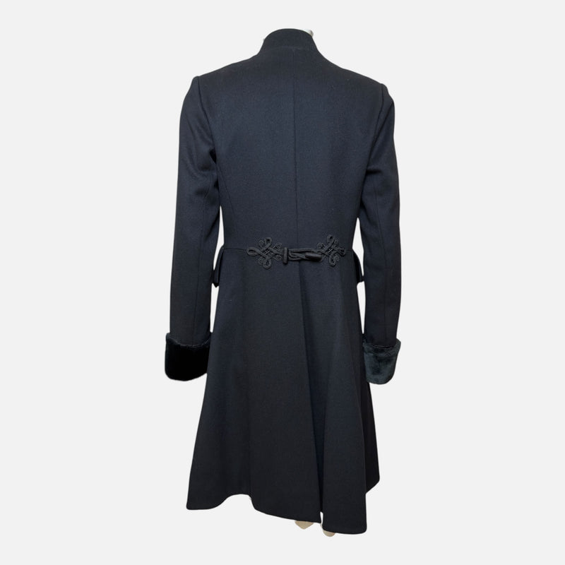 Saint Laurent Rive Gauche F/W 1969 Black Frog-Fastened Fur-Trimmed Wool Coat