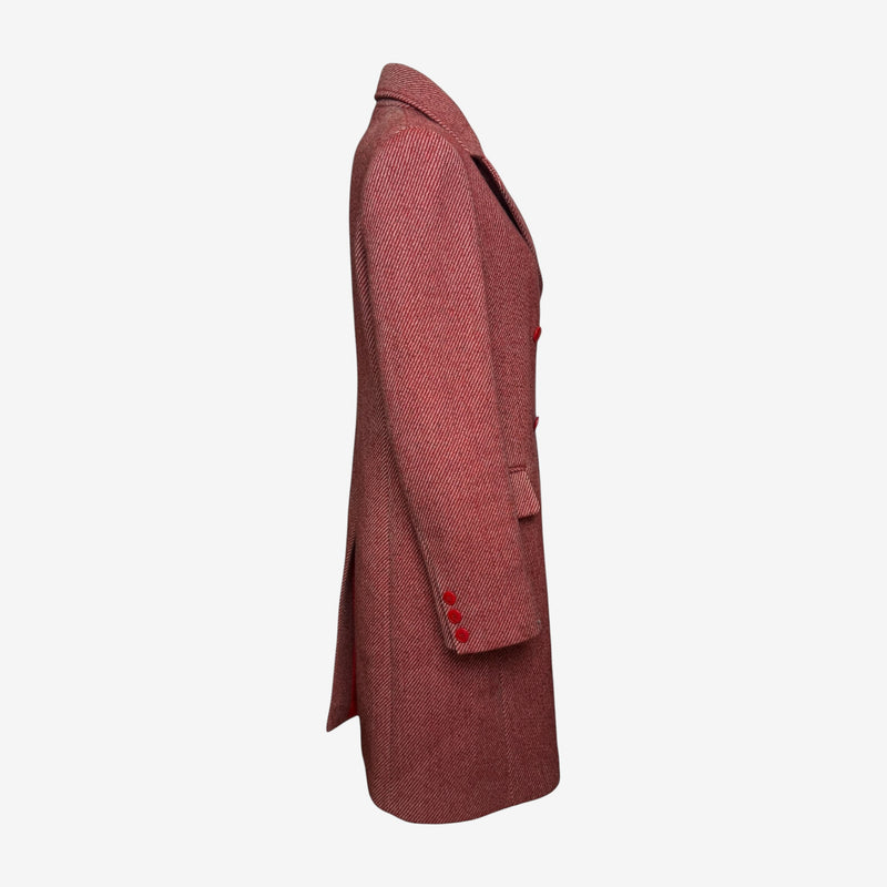 Miu Miu F/W 2000 Red Diagonal-Stripe Double-Breasted Midi Coat