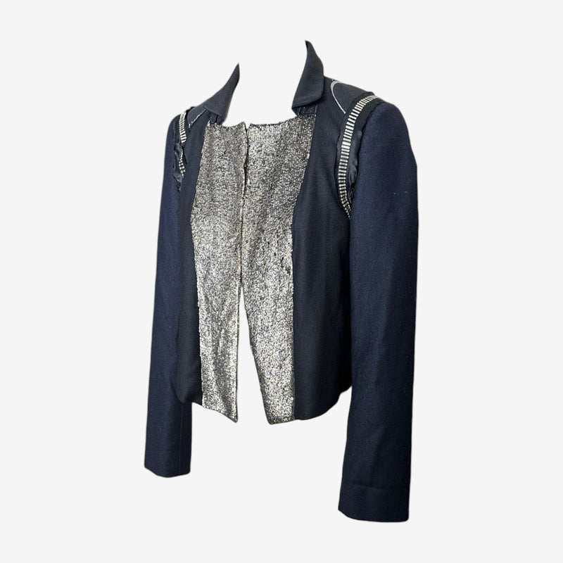 Chloé riding jacket with cropped length and fitted cuffs, side view