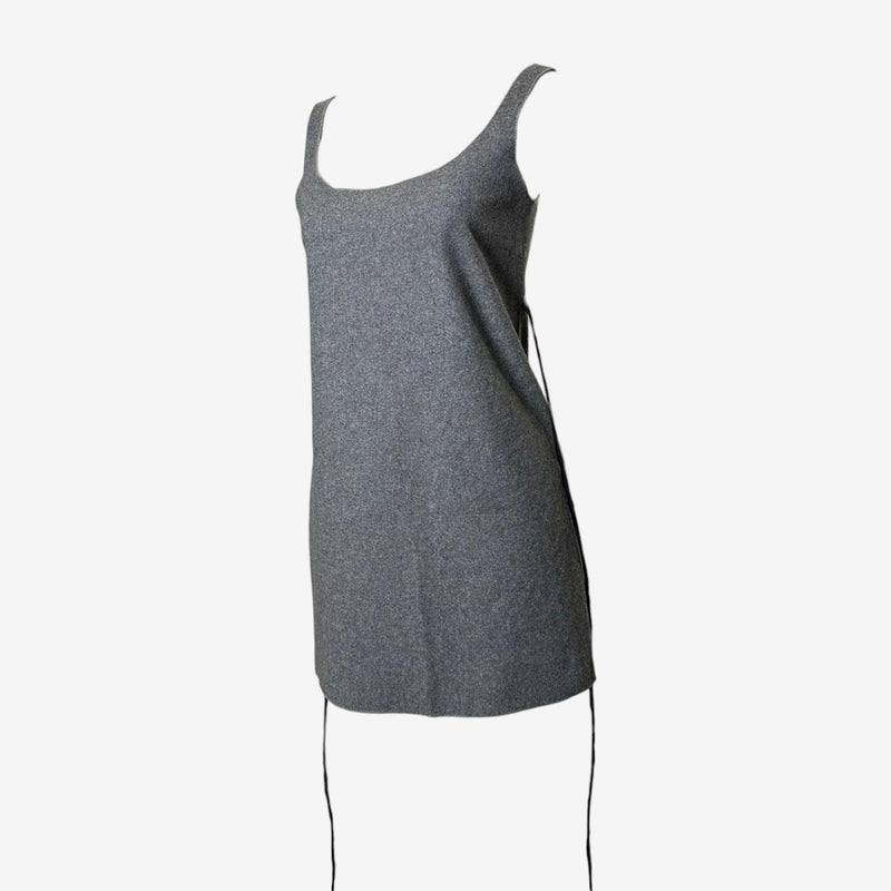 Grey midi dress by Miu Miu, body-conscious fit in fine knit