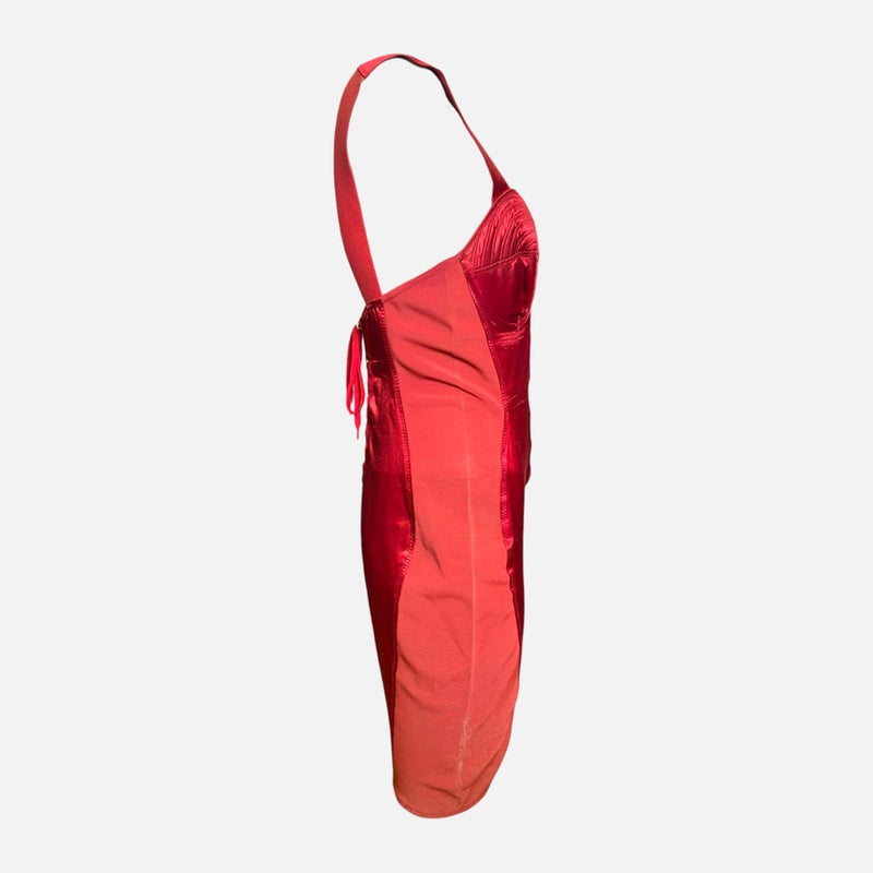 Jean Paul Gaultier S/S 1987 Red Satin Bustier-Bodice Lace-Up Mini Dress