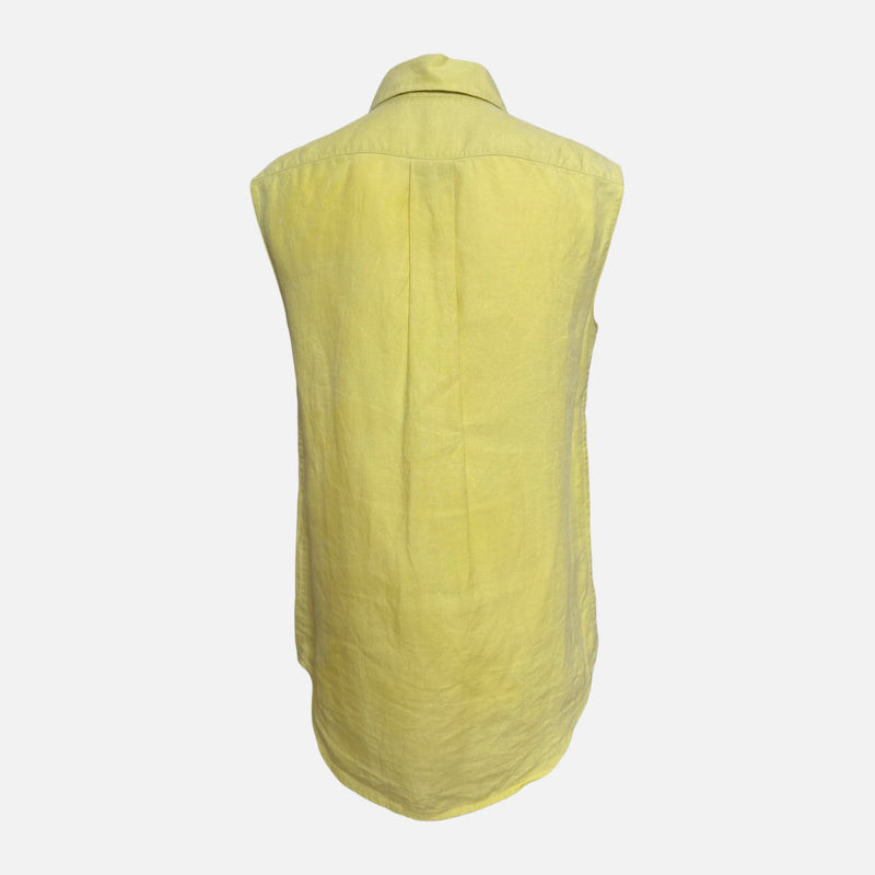 Hermès by Martin Margiela S/S 2001 Yellow Linen Pintucked Sleeveless Shirt Dress