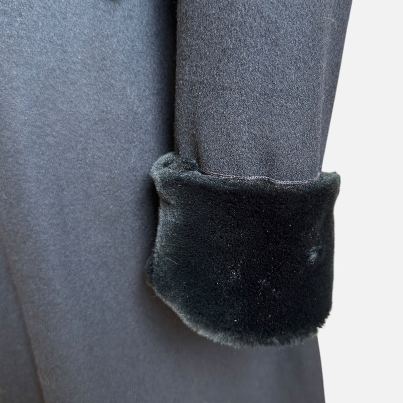 Saint Laurent Rive Gauche F/W 1969 Black Frog-Fastened Fur-Trimmed Wool Coat