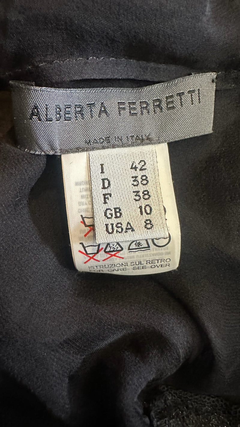 Alberta Ferretti 1990s Black Sheer Crystal-Chip Embellished Maxi Dress