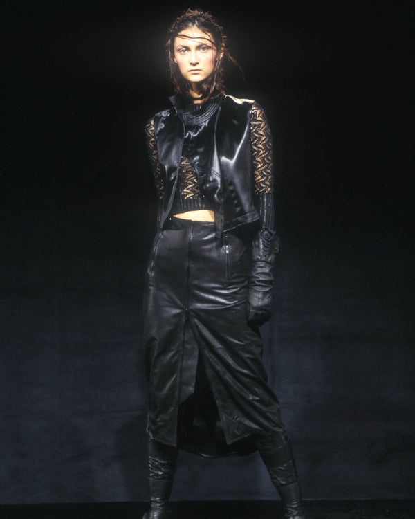 Christian Dior by John Galliano S/S 2000 Black Lace And Chenille Open-Front Cardigan