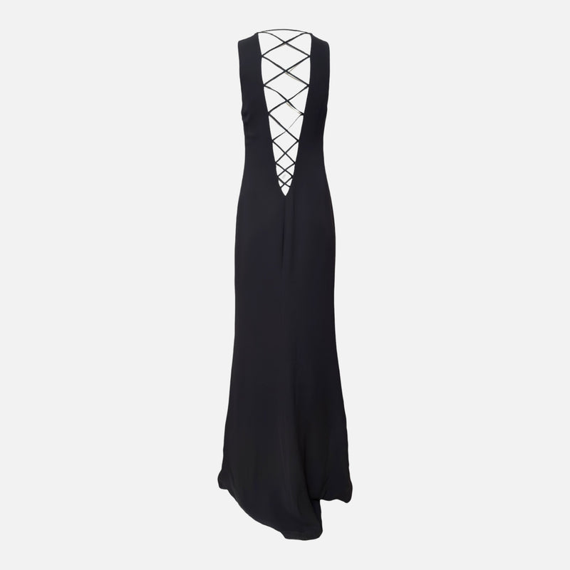 Gianni Versace S/S 2002 Black Lace-Up Back Sleeveless Gown