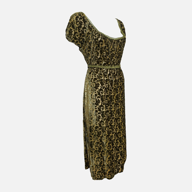 Roberto Cavalli F/W 1997 Olive And Black Velvet Devoré Midi Dress