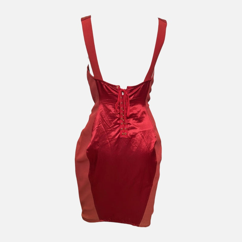 Jean Paul Gaultier S/S 1987 Red Satin Bustier-Bodice Lace-Up Mini Dress