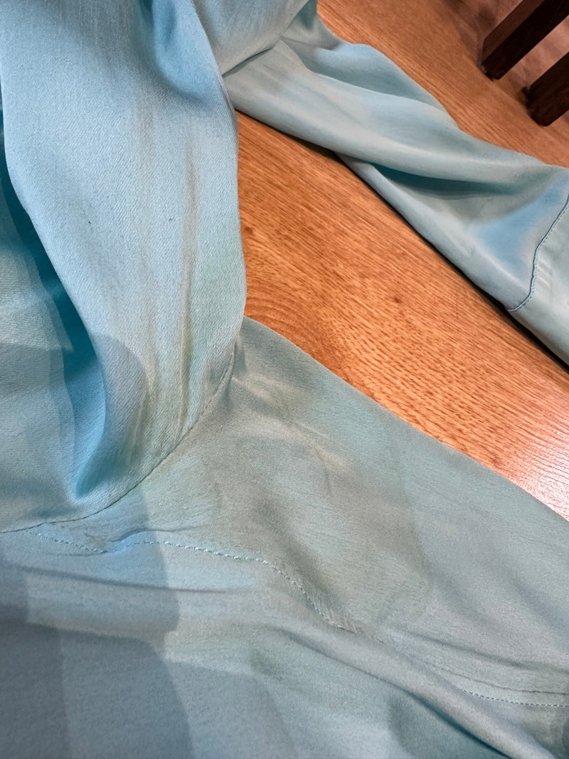 Gucci S/S 2001 Aqua Blue Satin-Finish Fitted Shirt