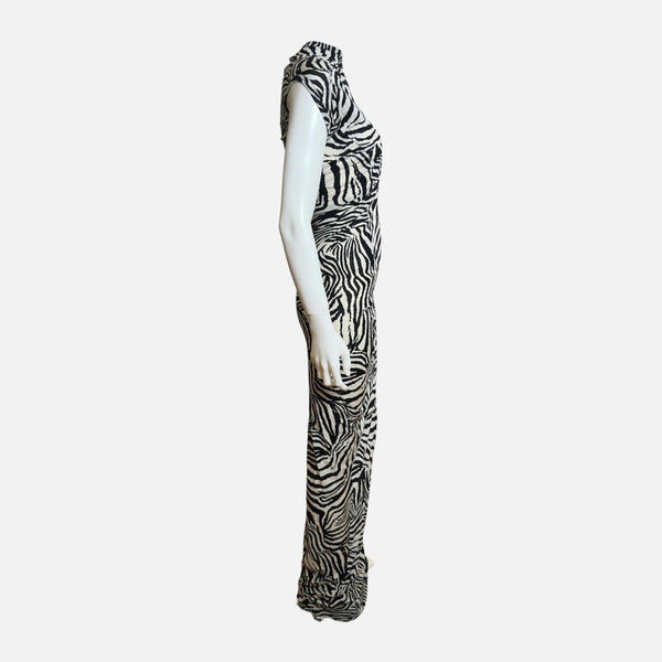 Junya Watanabe F/W 2008 Comme Des Garçons Black And White Zebra-Print Asymmetric Jersey Gown