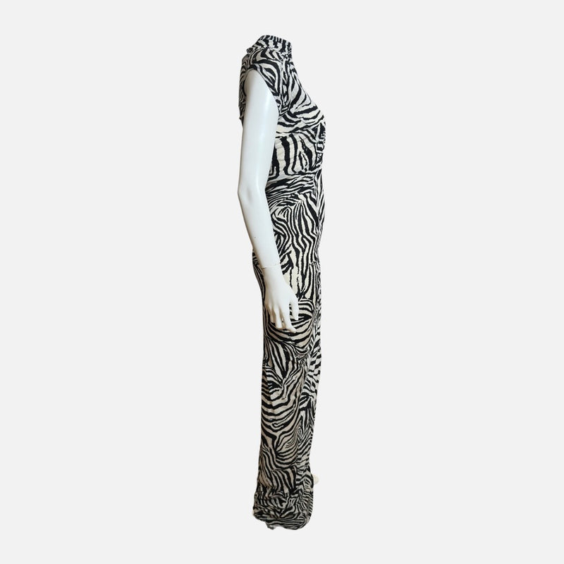 Junya Watanabe F/W 2008 Comme Des Garçons Black And White Zebra-Print Asymmetric Jersey Gown