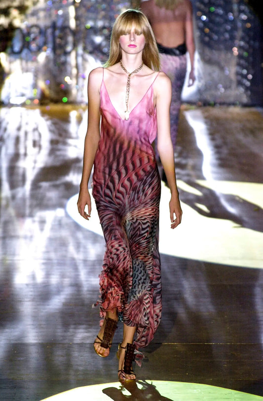 Roberto Cavalli Spring 2001 Optical Tie-Dye Evening Dress