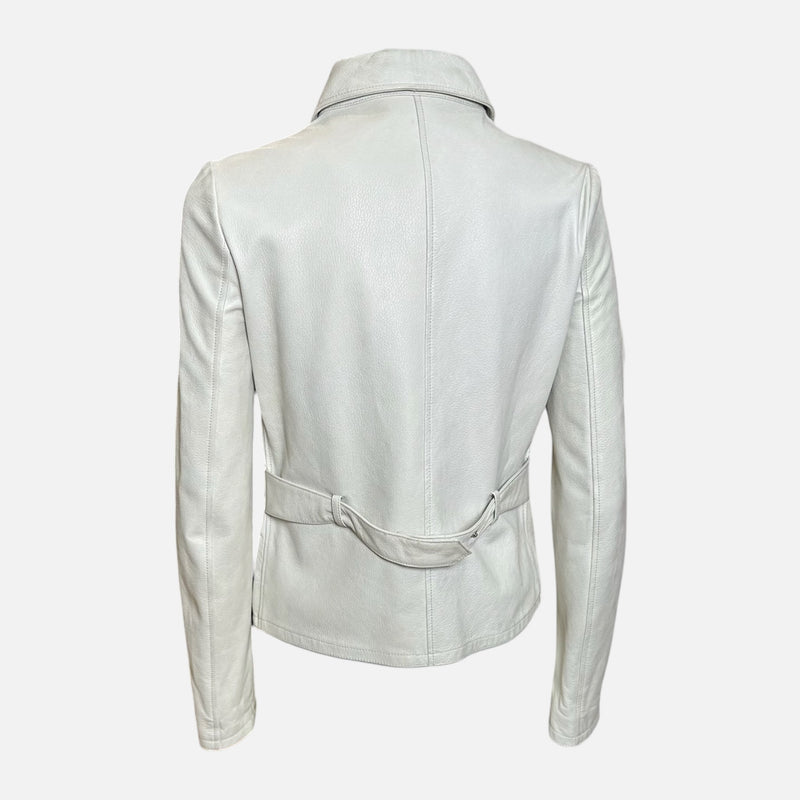 Blumarine 2000s White Leather Double-Breasted Jacket