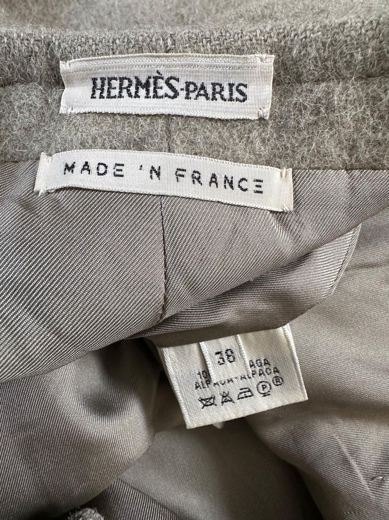 Hermès by Martin Margiela F/W 2000 Taupe Alpaca Wrap Midi Skirt