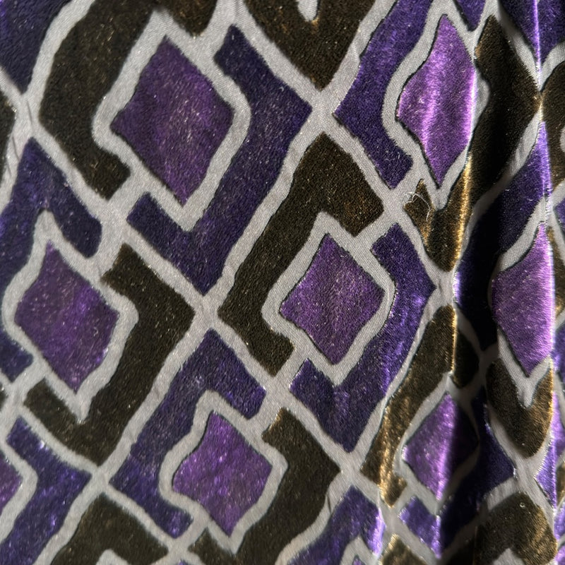 Blumarine F/W 2003 Purple Devoré Velvet Geometric Midi Dress