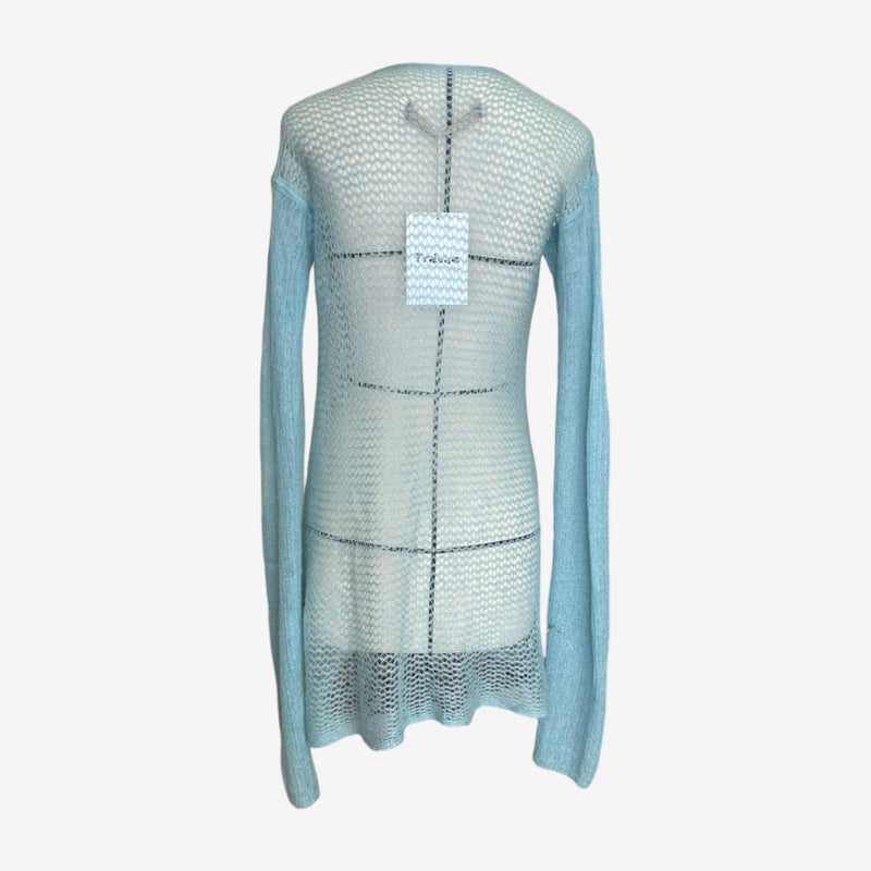 Rick Owens F/W 2004 cardigan, close-up of mesh density striping and fitted cuff detail