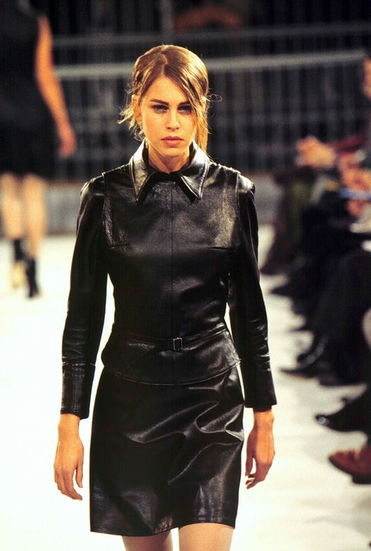 Ann Demeulemeester Fall 1995 Leather Midi Skirt