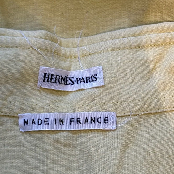 Hermès by Martin Margiela S/S 2001 Yellow Linen Pintucked Sleeveless Shirt Dress