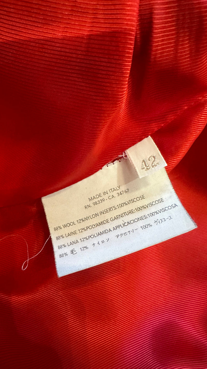Miu Miu F/W 2000 Red Diagonal-Stripe Double-Breasted Midi Coat