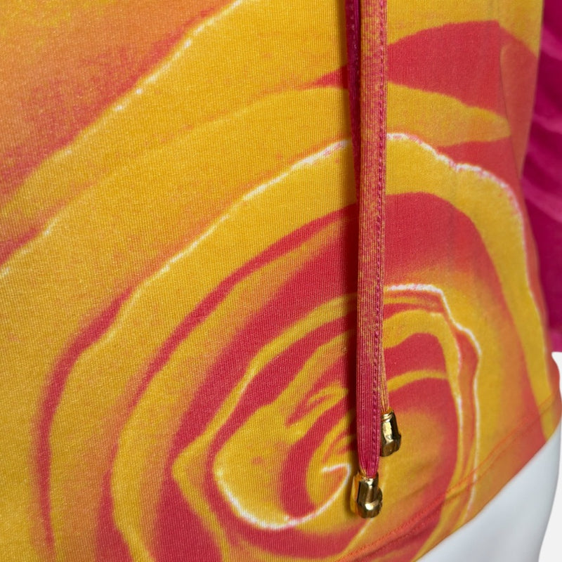 Roberto Cavalli F/W 1999 Pink & Yellow Rose-Print Long-Sleeve Top