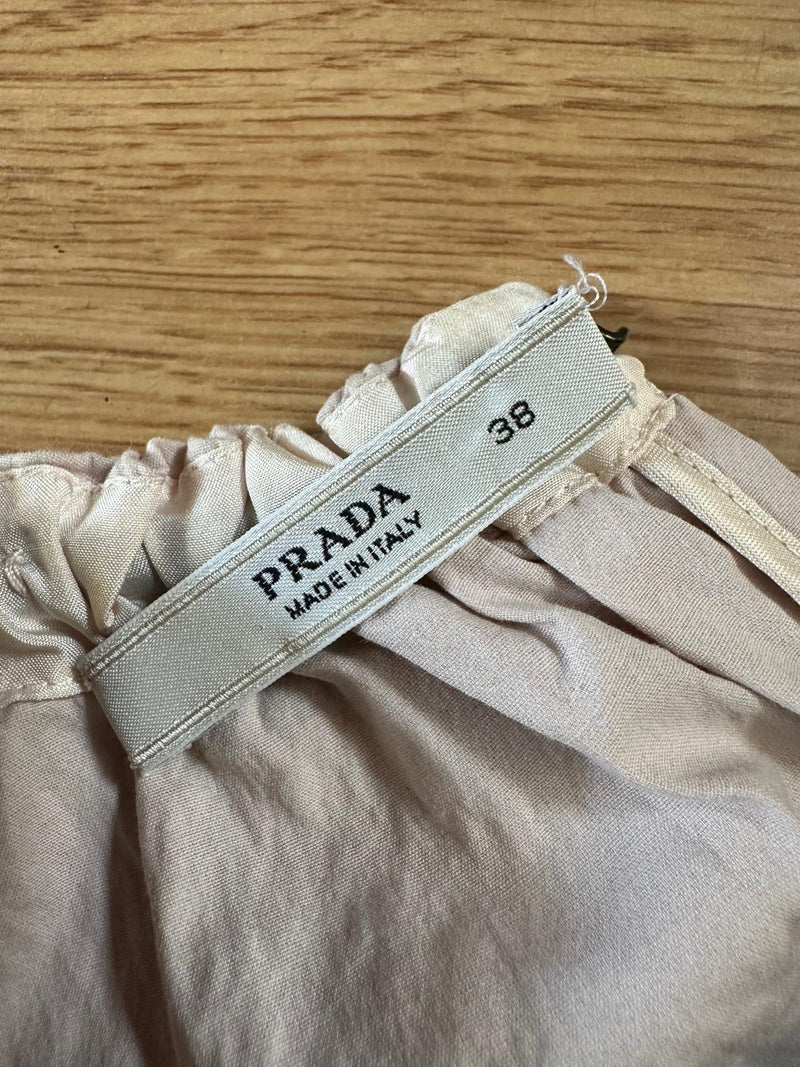 Prada S/S 2009 Blush Pink Ruched Drawstring Romper With Contrast Sash