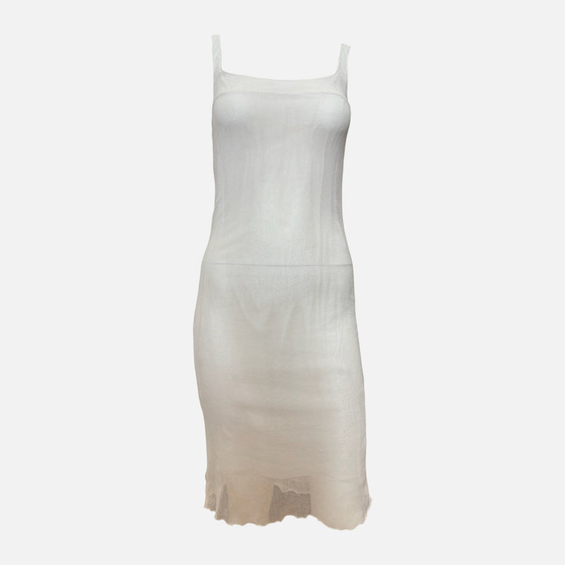 Miu Miu F/W 1999 White Sheer Mesh Bodycon Midi Dress