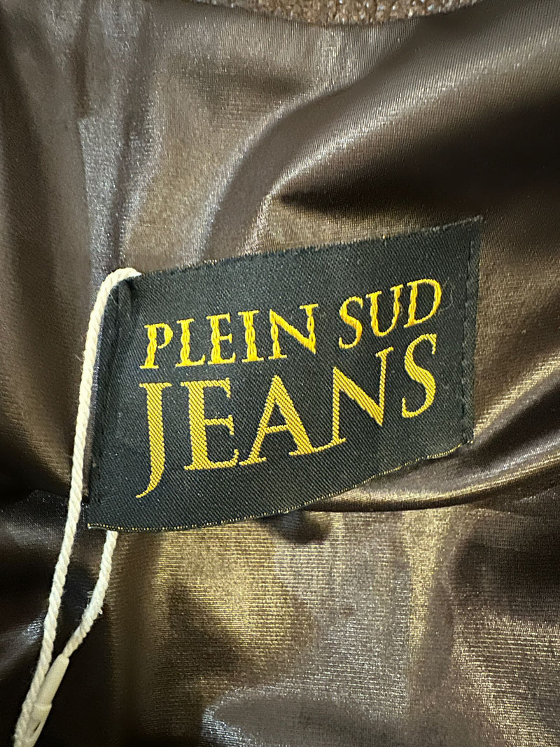 Interior lining and construction detail of Plein Sud leather jacket