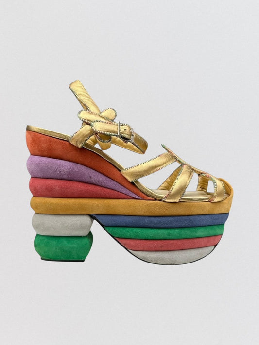 Salvatore Ferragamo 1939 Iconic Rainbow Limited Edition Platform Sandals
