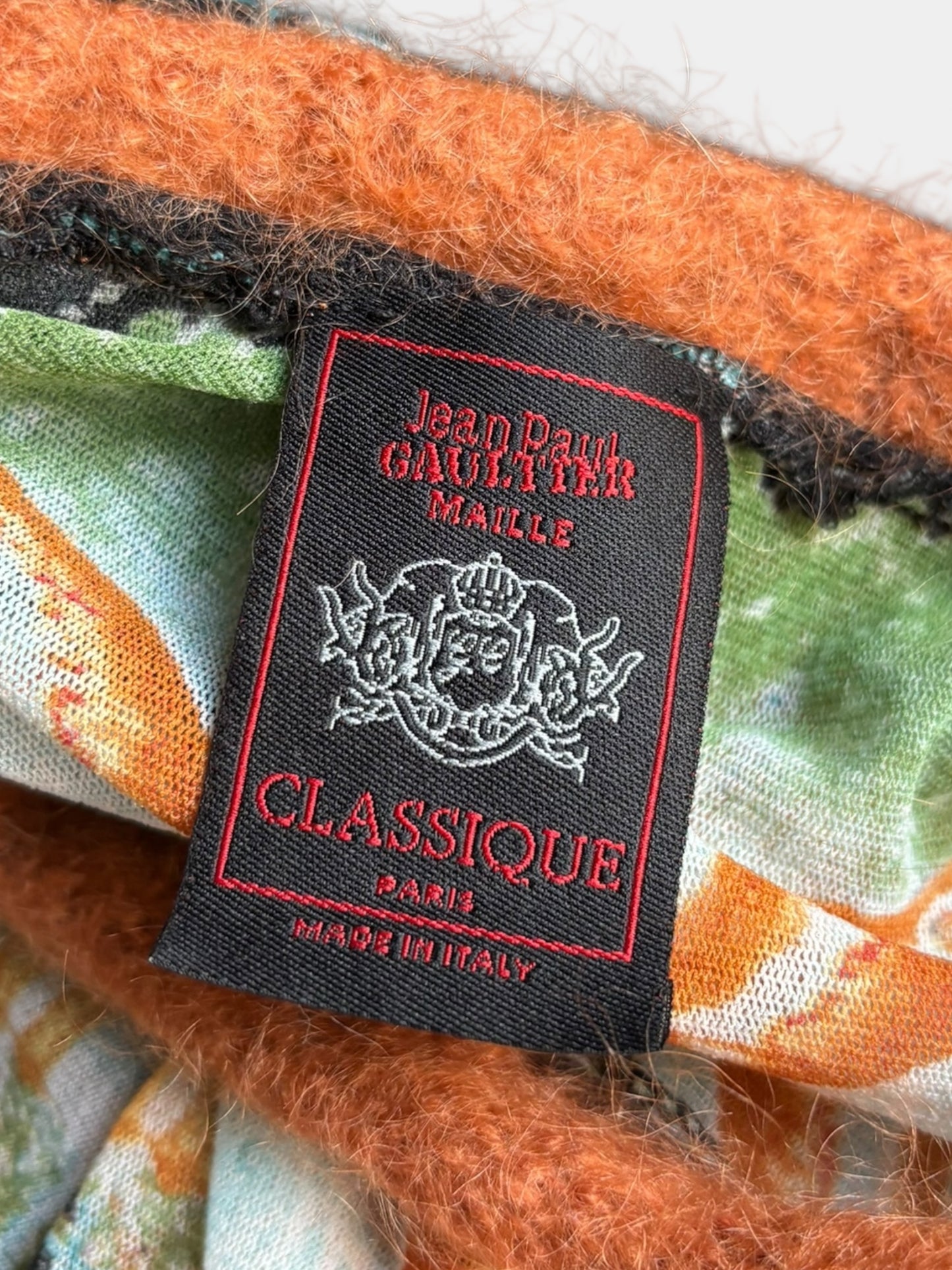 Jean Paul Gaultier Sheer Knit Printed Mesh Top