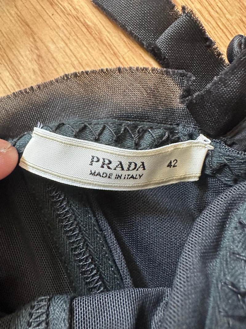 Prada S/S 2008 Black Layered Ruffle Strapless Mini Dress