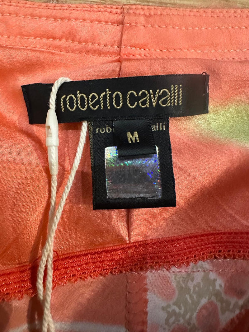 Coral, pink, and green orchid print on lightweight silk, Roberto Cavalli F/W 2004