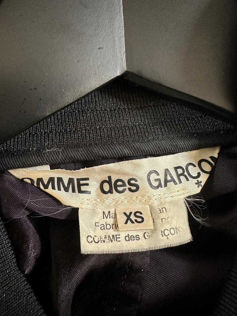 Comme Des Garçons S/S 1986 Reissue Black Satin Staff Coat With Back Logo Print
