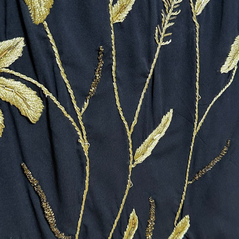 Dolce & Gabbana S/S 1999 Black Gold Botanical Embroidered Midi Skirt