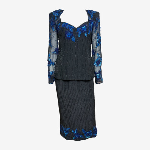 Gianni Versace S/S 1983 Sequined Blue Floral Ensemble