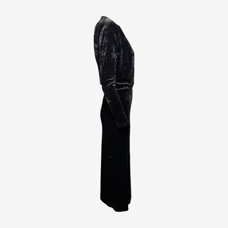 Yohji Yamamoto 1980s Black Crushed Velvet Wrap Two-Piece Dress