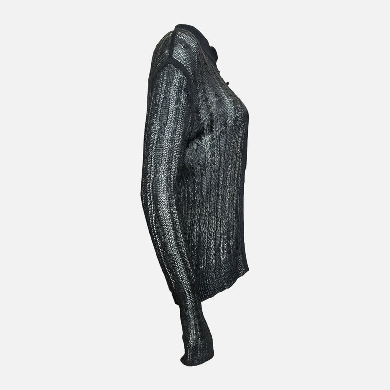 Christian Dior by John Galliano S/S 1999 Black Sheer Open-Front Cable-Knit Jacket