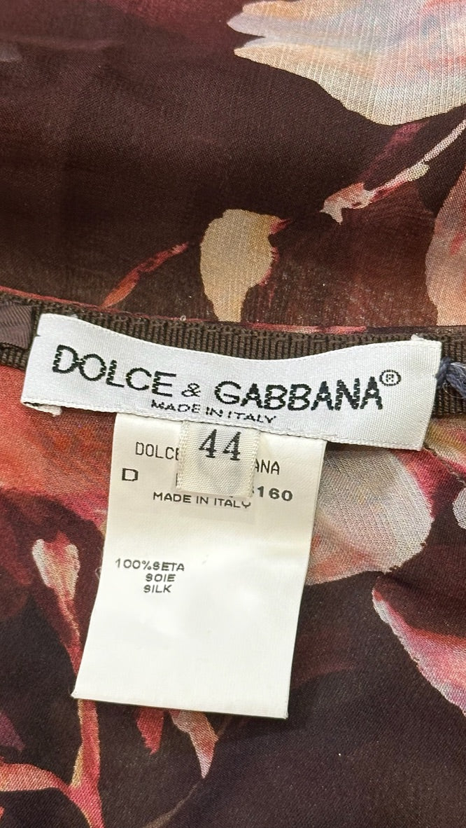 Dolce & Gabbana S/S 1997 Dark Floral Sheer Maxi Skirt
