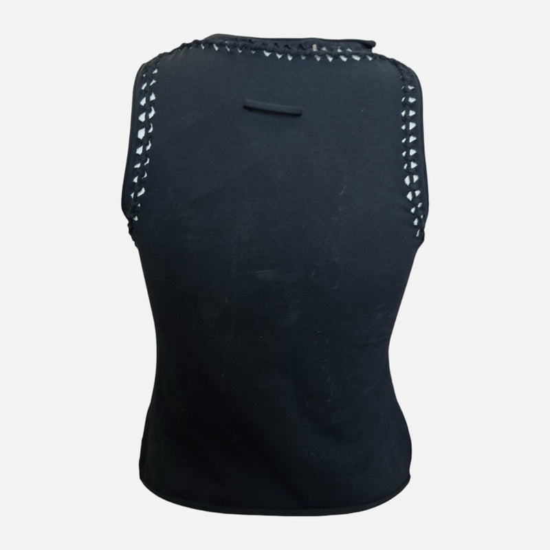 Jean Paul Gaultier S/S 2001 Black Leather Braided-Front Tank Top