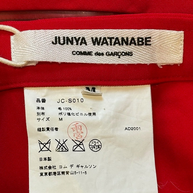 Junya Watanabe F/W 2001 Red Sheer-Stripe Flared Midi Skirt