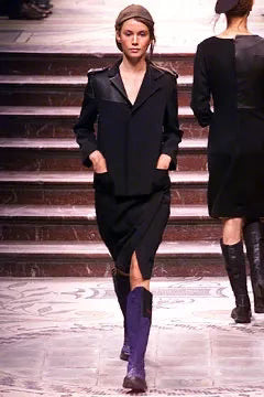 Yohji Yamamoto Fall 2002 Leather Insert Wool Black Jacket