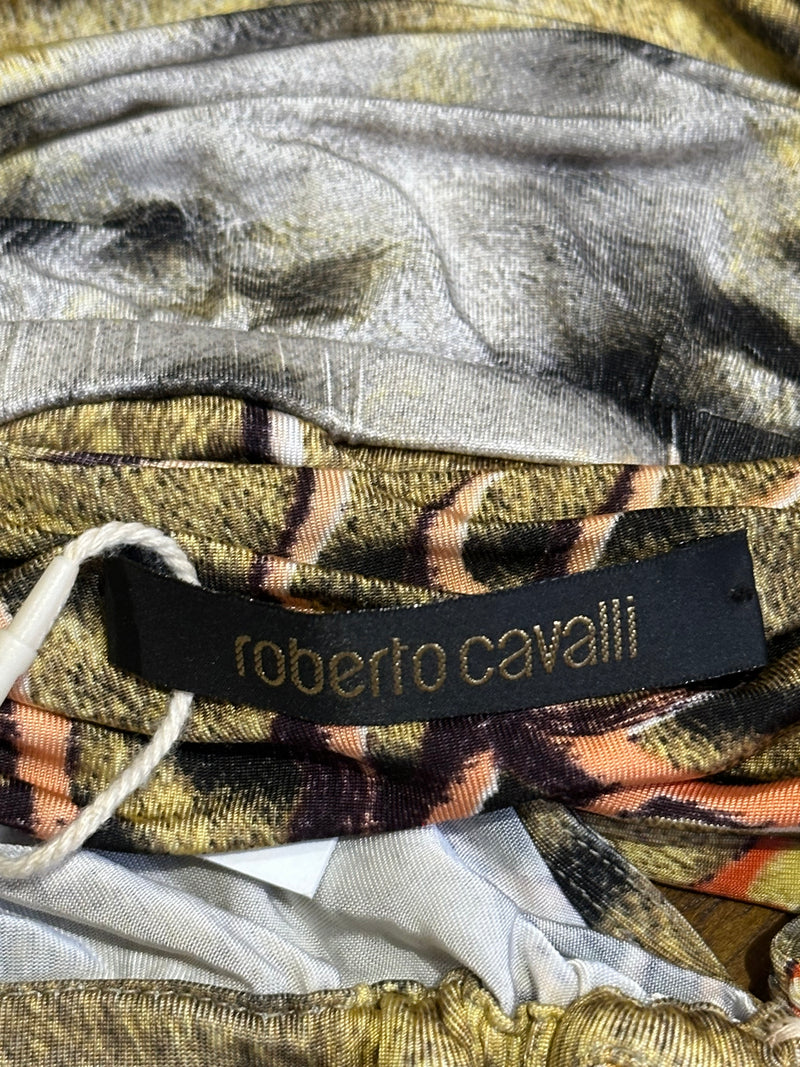 Roberto Cavalli S/S 2005 Tiger And Coral Branch Print Long-Sleeve Blouse