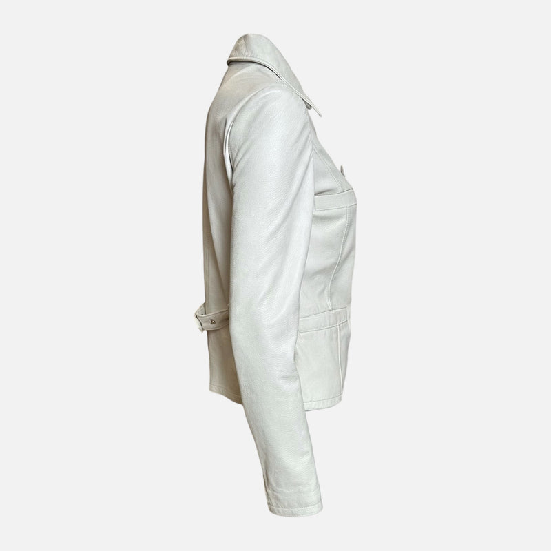 Blumarine 2000s White Leather Double-Breasted Jacket