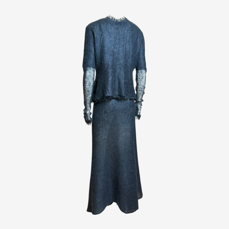 Roberto Cavalli CLASS cardigan sleeve detail, metallic silver knit panel on charcoal mohair
