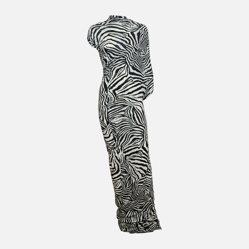 Junya Watanabe F/W 2008 Comme Des Garçons Black And White Zebra-Print Asymmetric Jersey Gown