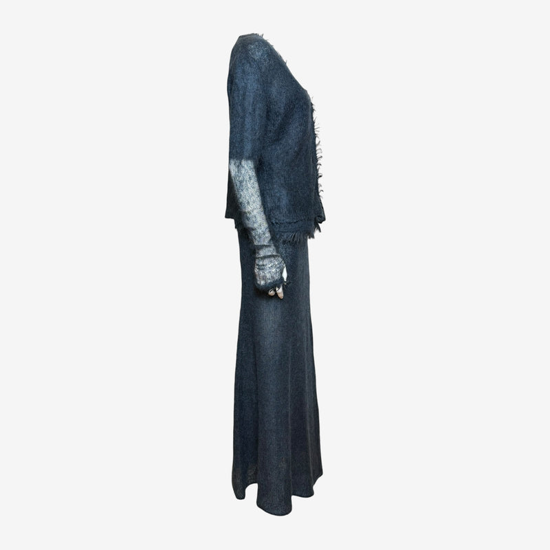 Roberto Cavalli CLASS three-piece ensemble, cardigan with fringe detailing and maxi skirt