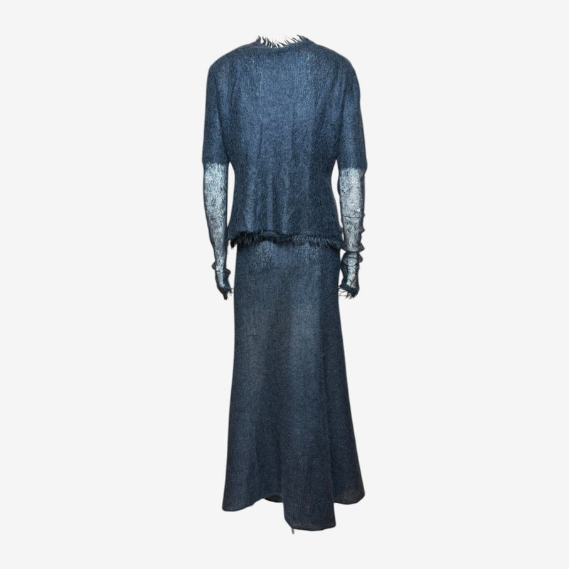 Charcoal mohair A-line maxi skirt by Roberto Cavalli CLASS, floor-length silhouette