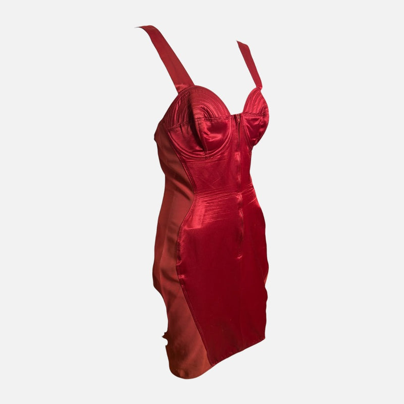 Jean Paul Gaultier S/S 1987 Red Satin Bustier-Bodice Lace-Up Mini Dress