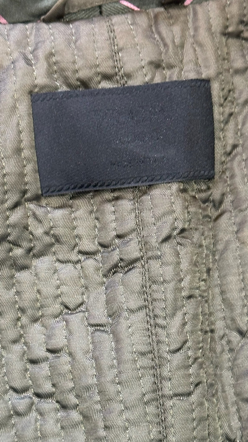 Prada F/W 1997 Olive Iridescent Windowpane-Check Quilted Belted Blazer