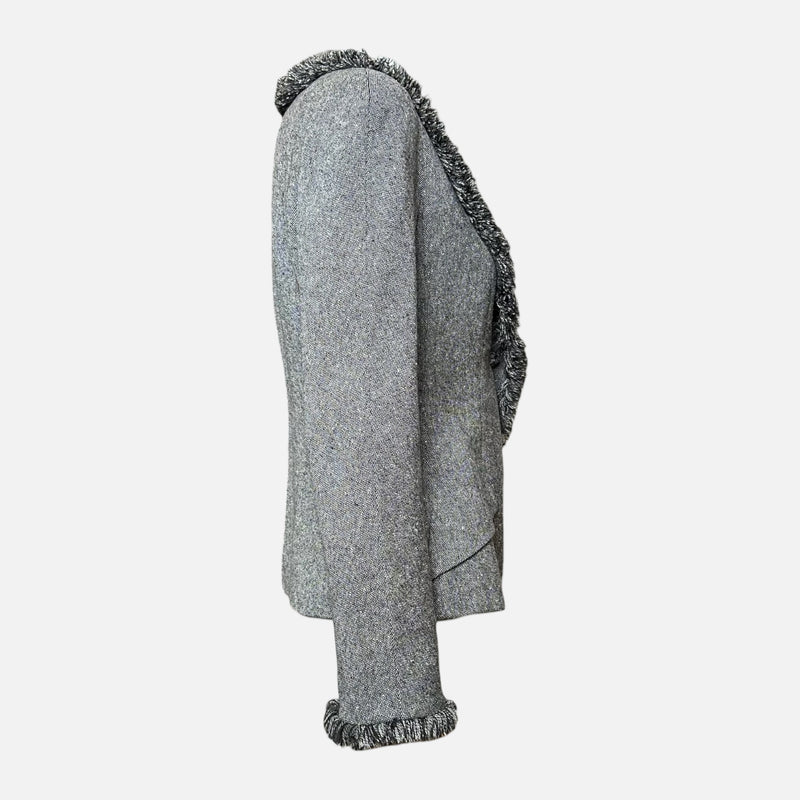 Christian Dior by John Galliano F/W 1998 Grey Fringe-Trimmed Fitted Jacket