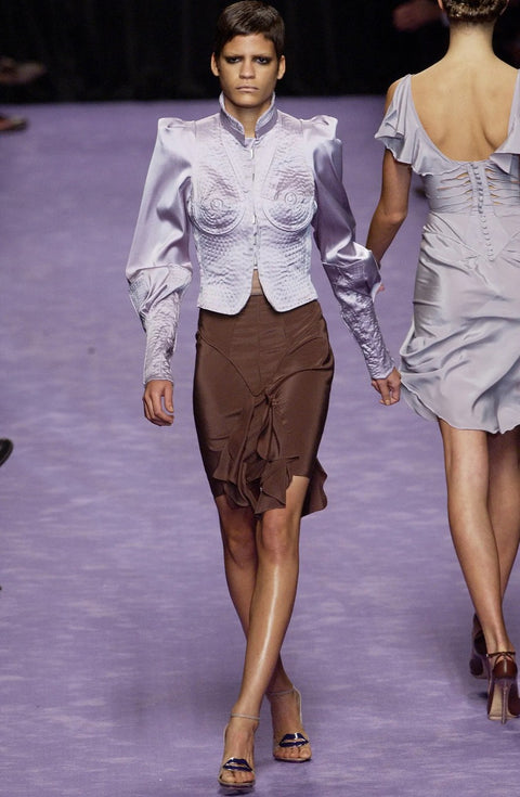 Yves Saint Laurent by Tom Ford S/S 2003 Brown Silk Two-Piece Ensemble